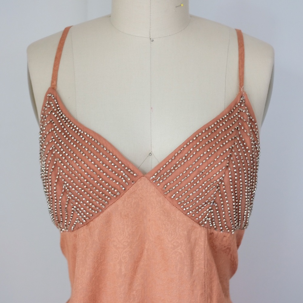 Gorgeous free people peach pink slip dress silk